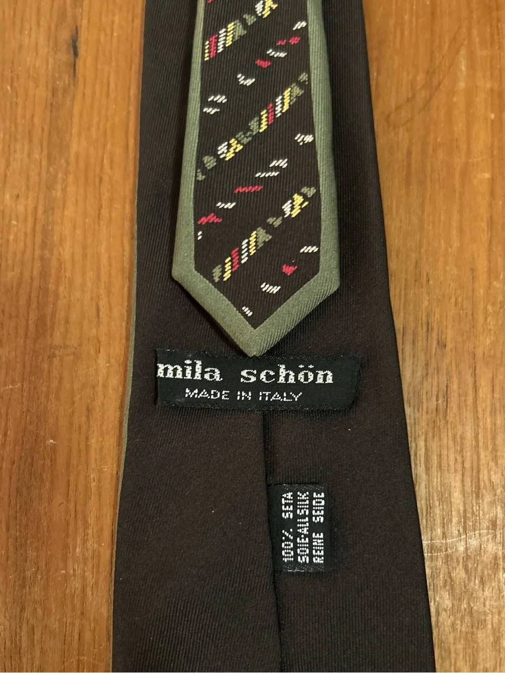 Classic & Retro Mila Schon 100% Silk Italian Designer Geometric Tie